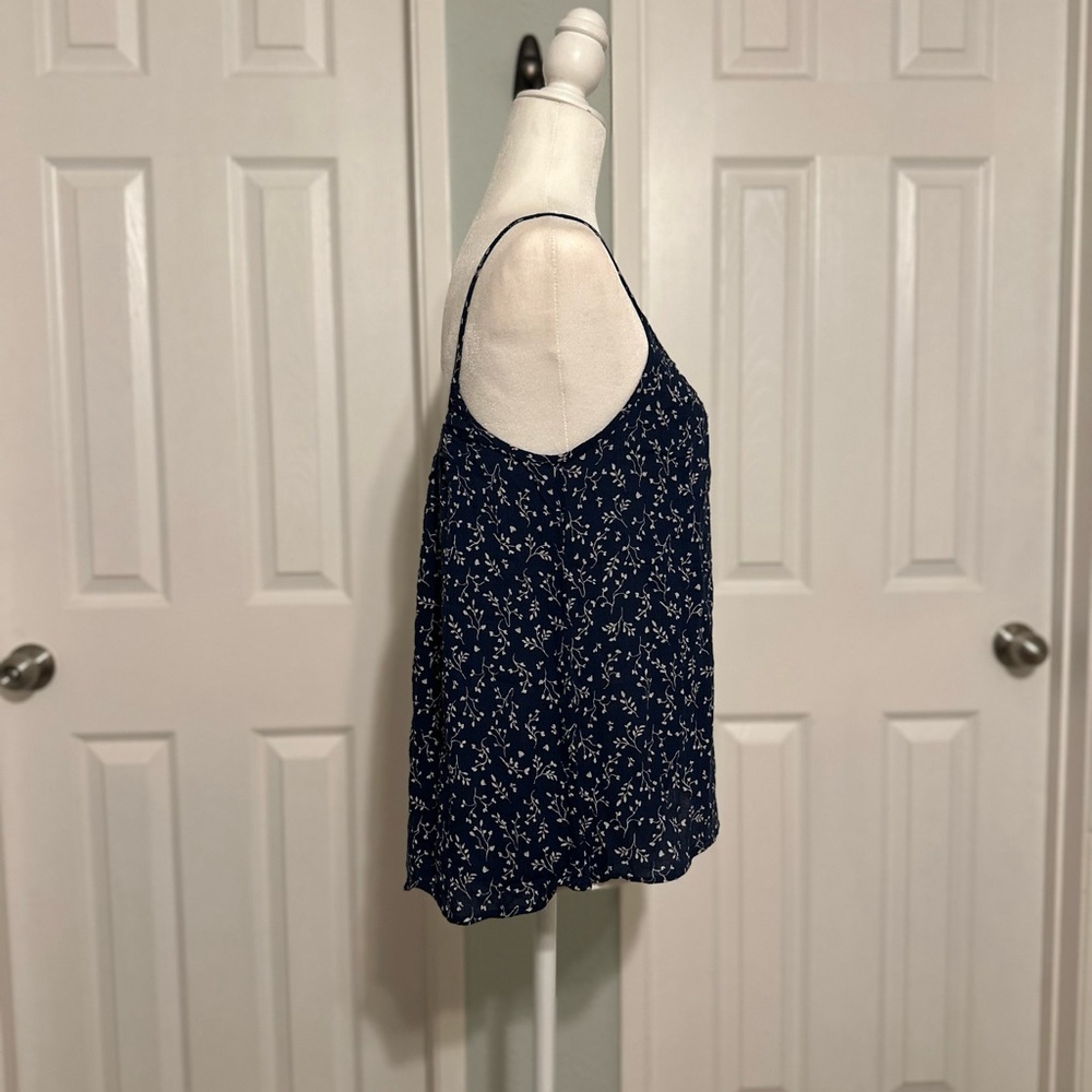 H&M Navy Blue Floral Print Spaghetti Strap Top Size 4 - Picture 4 of 6